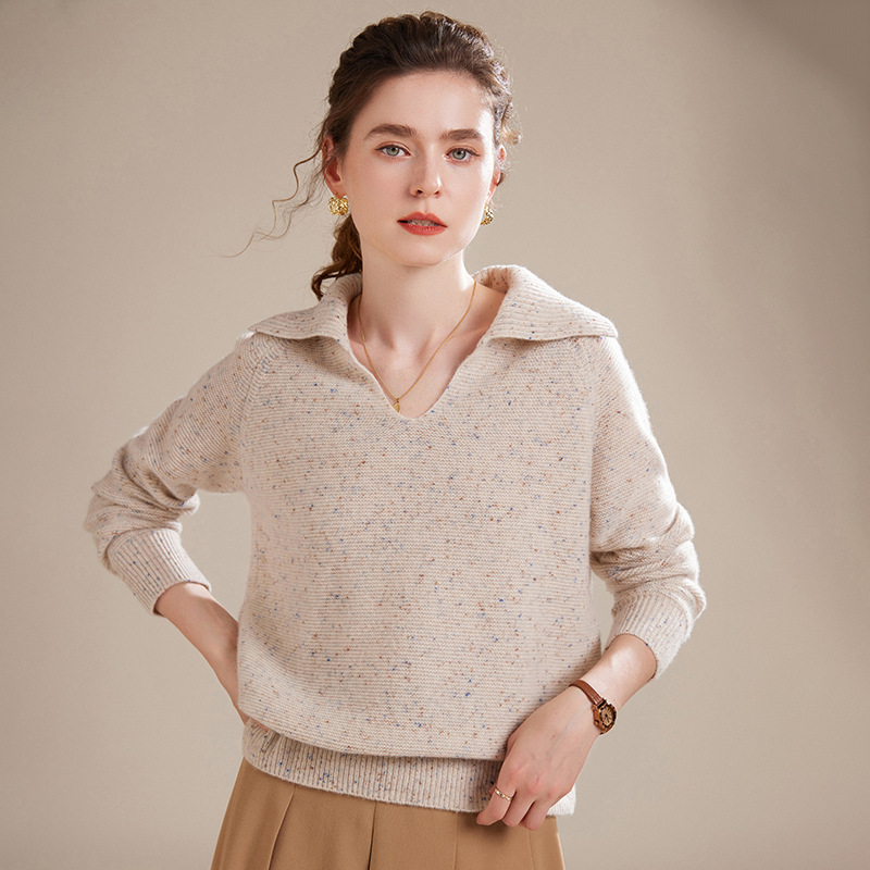 Pull en cachemire à pois doux pour femme- SOIE PLUS