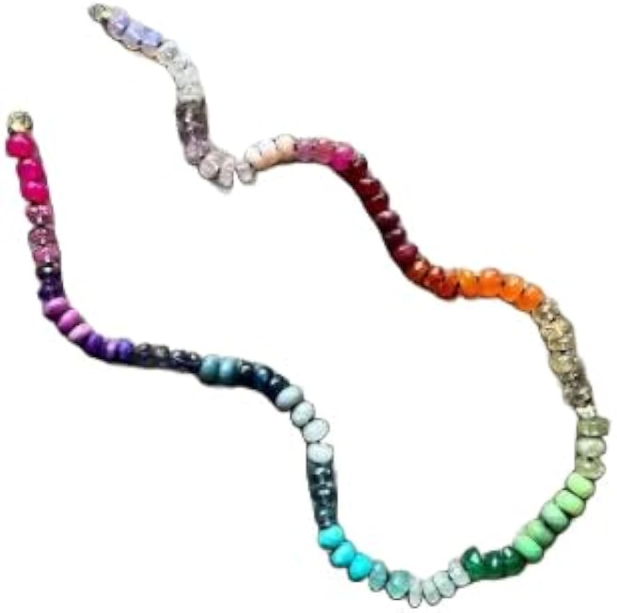 LKBEADS Natural Rainbow   Necklace rondelle 3-5mm smooth 16inch Full strand Beads Jewelry Gemstone Necklace crystal healing energy stone Necklace for Women