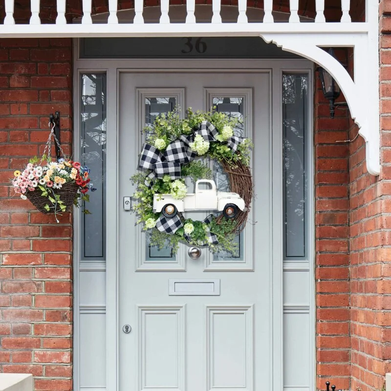 Farmhouse Truck Wreath Summer Outdoor Wreaths Inexpensive Fall Wreaths