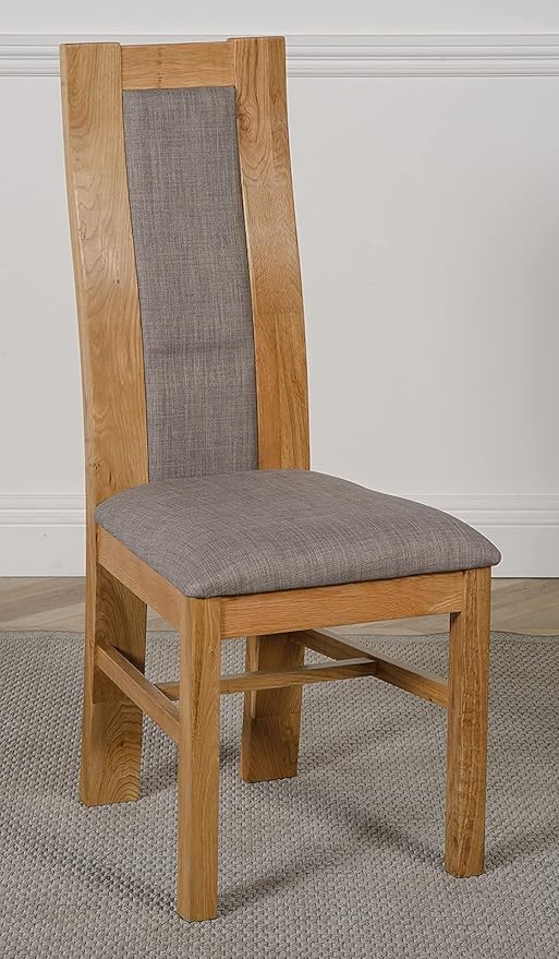 Stanford - Juego de 2 sillas de comedor para comedor o cocina | respaldo curvo de madera juego de 2 sillas de comedor con tapicería de tela por Oak Furniture King