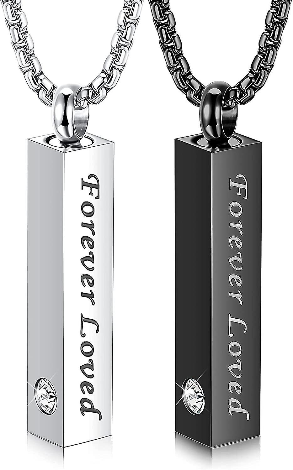 Urn Necklace For Ashes Mens Chain Necklace Urn Pendants For Ashes Silver Black Cube Urns For Human Ashes Memorial Cremation Urn Locket Keepsake Urn Je