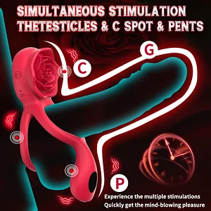 2025 Rose Penis Rings With Clitoral Stimulator Testicle Massager
