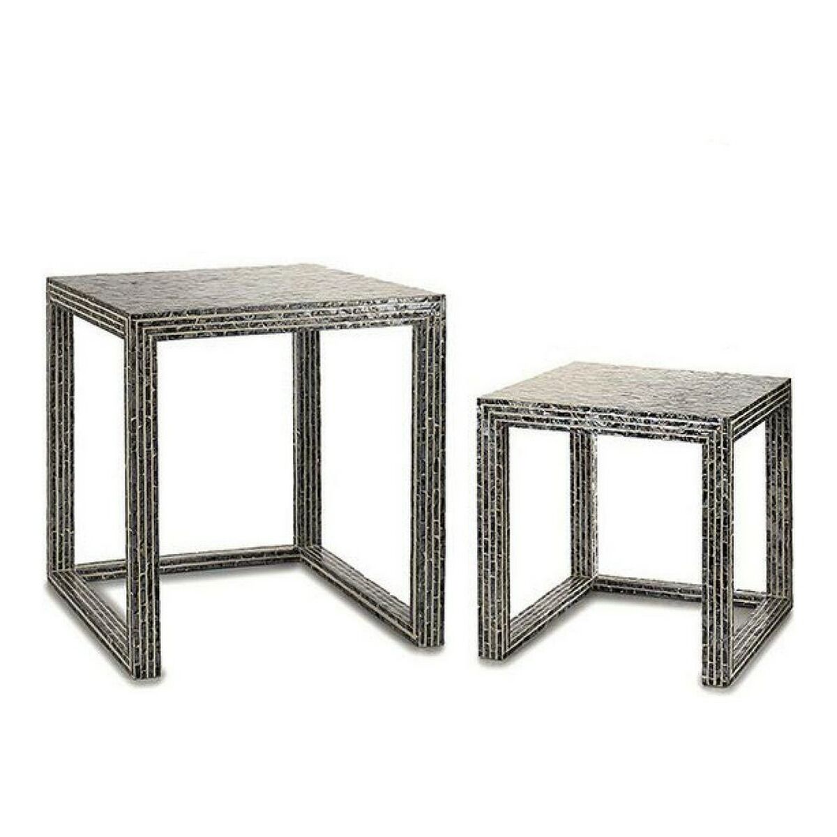 Side table Gift Decor BIG-S3603676 Grey Mother of pearl 42,5 x 61 x 60 cm (2 Pieces) (2 Units)
