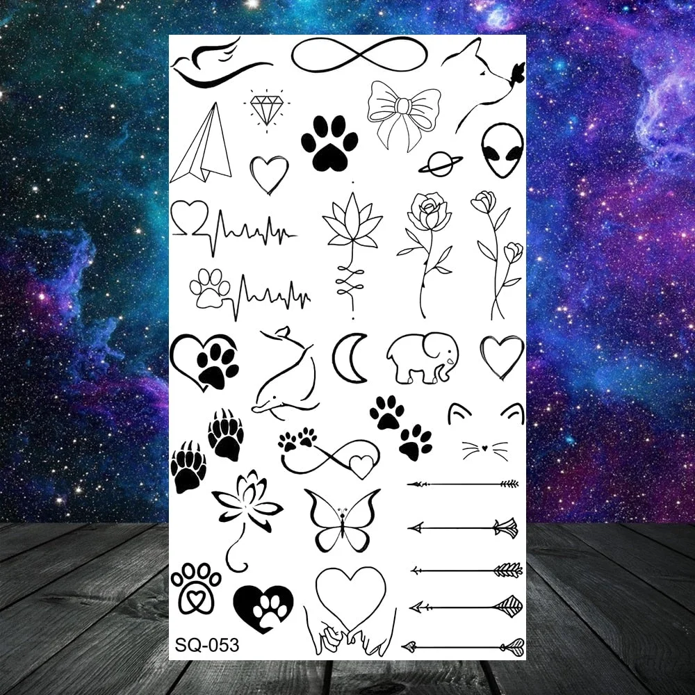 3D Constellation Rose Mountains Tatoos Temporary Tattoos For Women Men Star Moon Sun Realistic Fake Tattoo Small Washable Tatoos