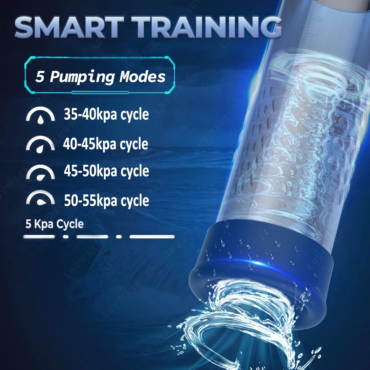 Water Therapy Enlarger Led Light Penis Trainer For Men