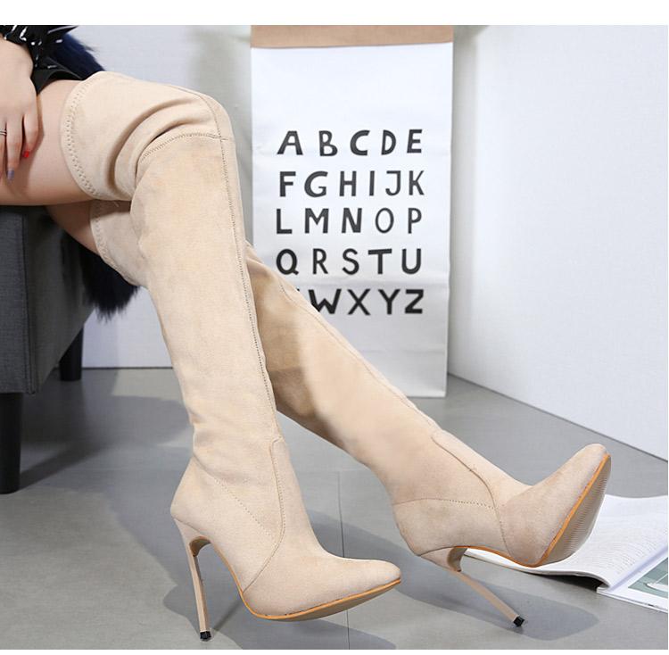 VCSHOES Suede Pointed Toe Stiletto High Heels Over the Knee Boots