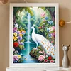 Diamond Painting-DIY Full Round Drill White Peacock At Lake Forest