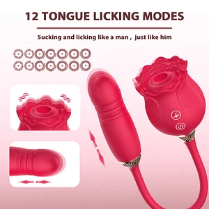 Double Headed Rose Clit Sucker & Telescopic Vibrator