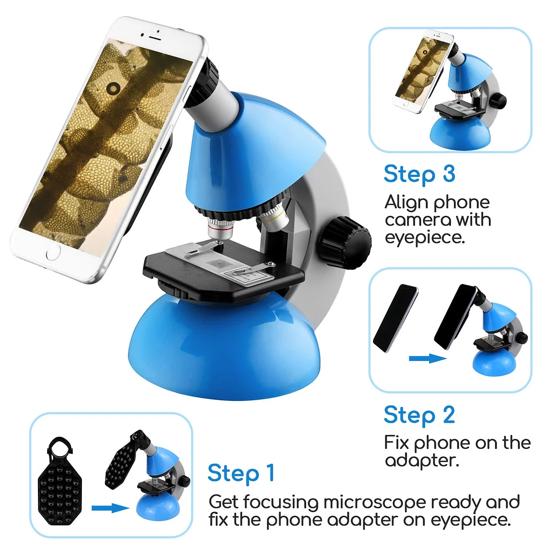 BEBANG 40X-640X Microscopes for Kids, Microscope with Slides Kit, Phone Holder, Kids Microscope for Early Education Home Learning