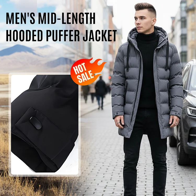 🔈🔈N&uuml;tzliche Winterprodukte &ndash; 50 % reduziert❄️ Herren-Daunenjacke in mittlerer L&auml;nge mit Kapuze