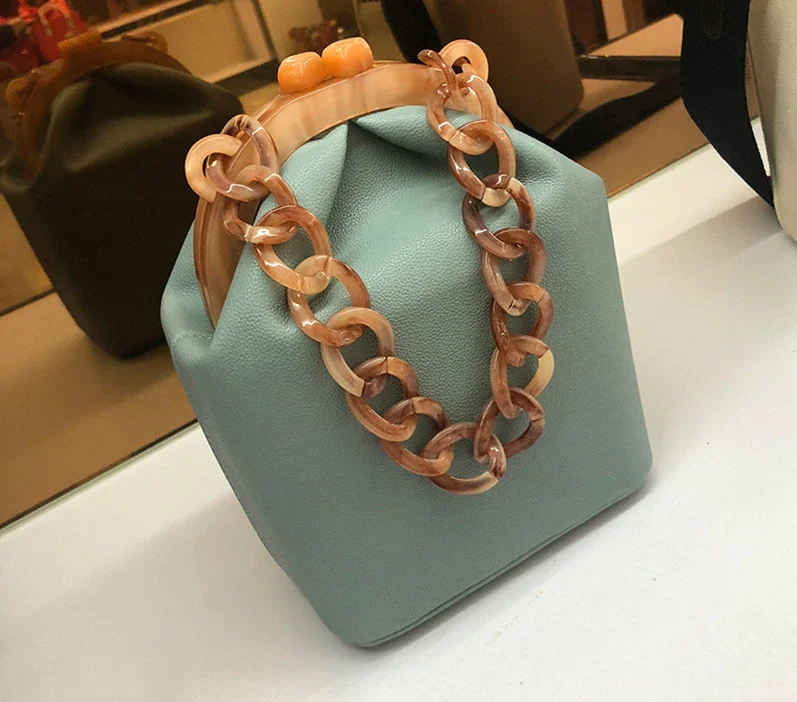 Mongw women handbags PU designer bags  Fashion Rough chain Korean  Solid  Hasp aesthetic Mori girl