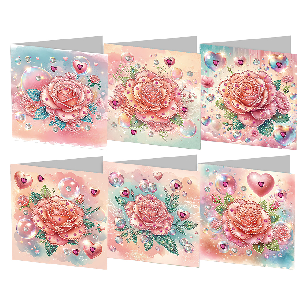 6pcs DIY Diamond Painting Greeting Card Love Rose-Guru-buzz