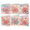 6Pcs Diamond Painting Animal and Flower Handmade Card Wish Greeting Cards