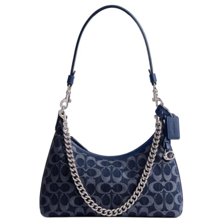 COACH Juliet Fabric Portable Crossbody Bag Shoulder Bag Large Size Women's Dark Blue Multicolor