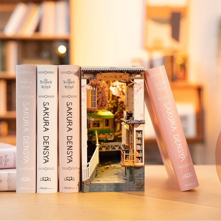 DIY Book Nook Kit Under the Sakura Tree DIY Bookshelf Insert