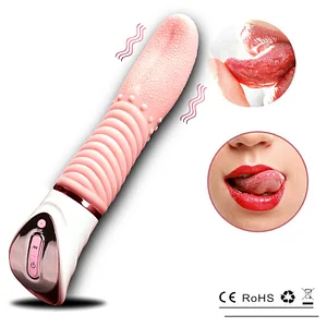 Silicone Vibrating Masturbator Magic Tongue Female Electric Granule Tongue Masturbator Licking Yin Vibrating Rod Adult Supplies