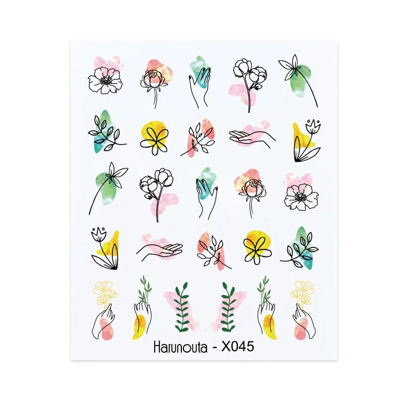 1PC 3D Nail Sticker Stick Figure Woman Face Pattern Special Transfer Picture Flowers Sliders Sticker DIY Nail Art Decoration