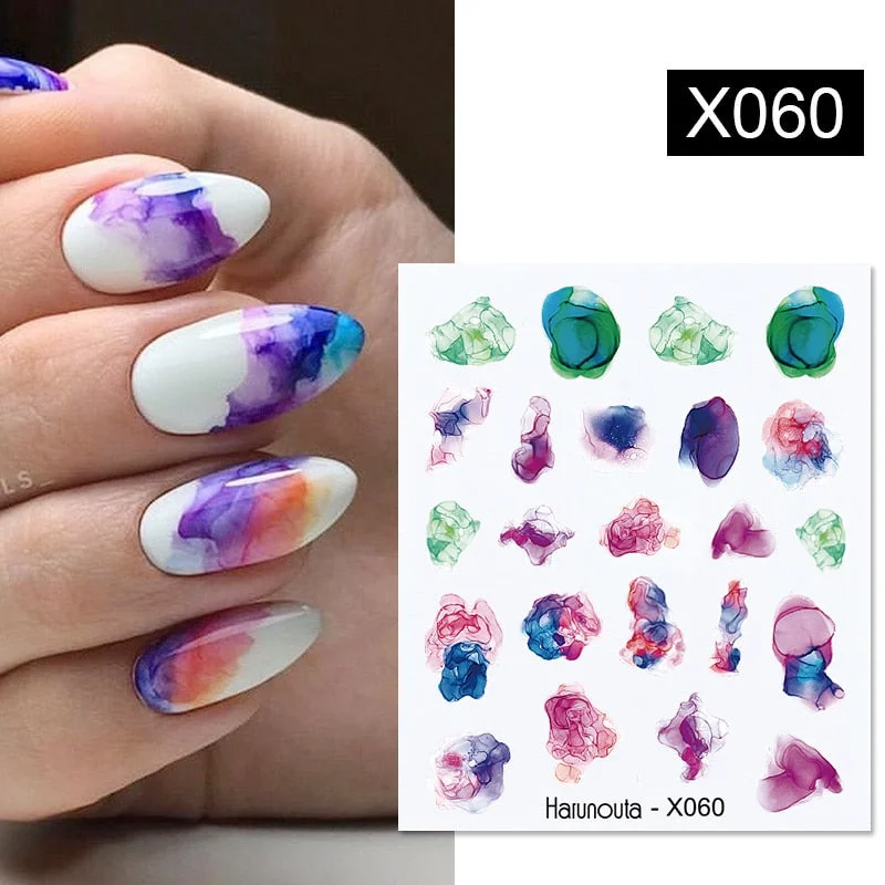 1Pc Spring Water Nail Decal And Sticker Flower Leaf Tree Green Simple Summer DIY Slider For Manicuring Nail Art Watermark