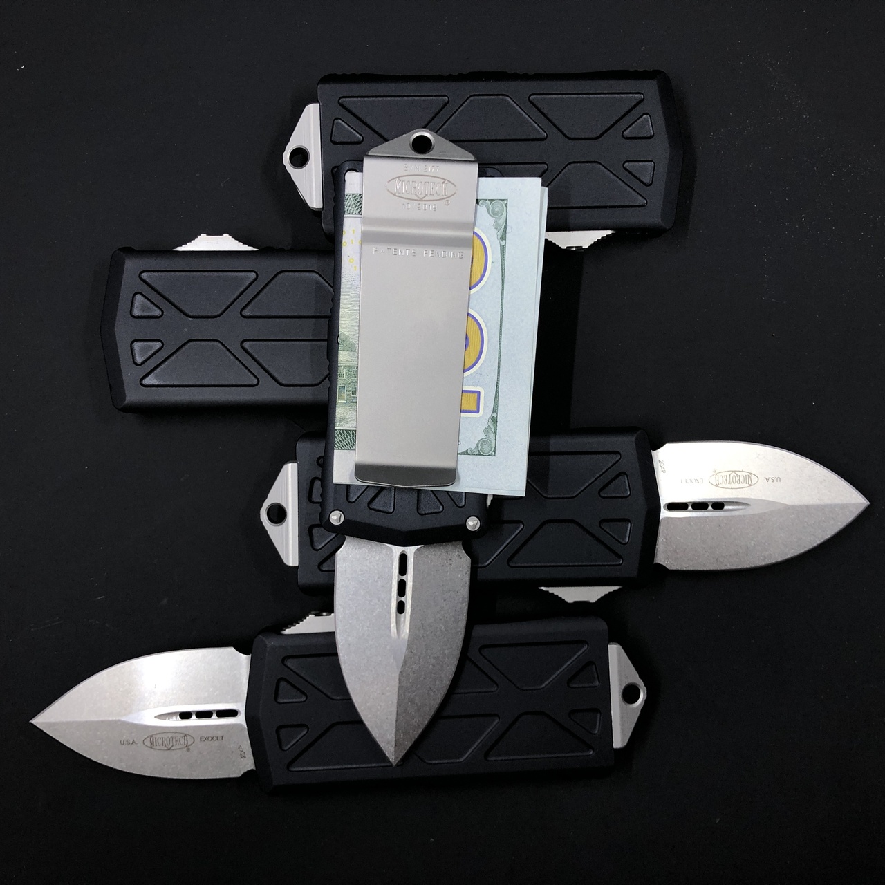Microtech Exocet Stonewash Standardowy klips na banknoty Czarny CA Legal 157-10 - Way Of Knife & EDC Gear House