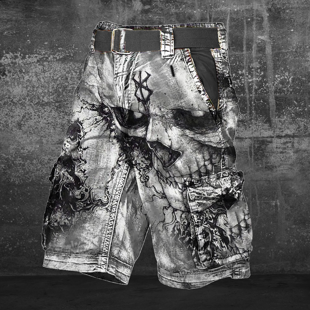 Men's Retro  Skull Heavy Metal Rock Music Outdoor Contrasting Colors Shorts / Rvogue / Rvogue