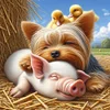 Diamond Painting -DIY Full Square Drill Dog Pig(45x45cm)