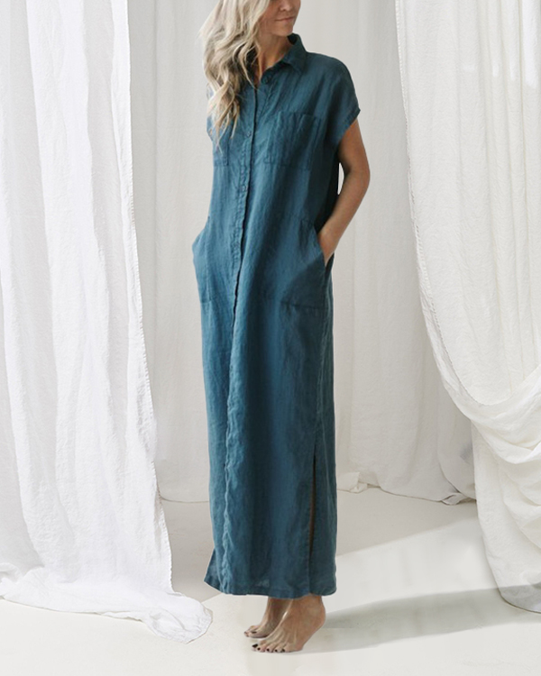 Minimalism Sleeveless Linen Shirt Dress-Neogeekshirts:luchamp