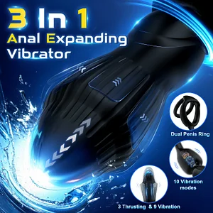 3 In 1 Anal Vibrator Prostate Massager Cock Rings App Control Thrusting Vibrating Expanding Modes