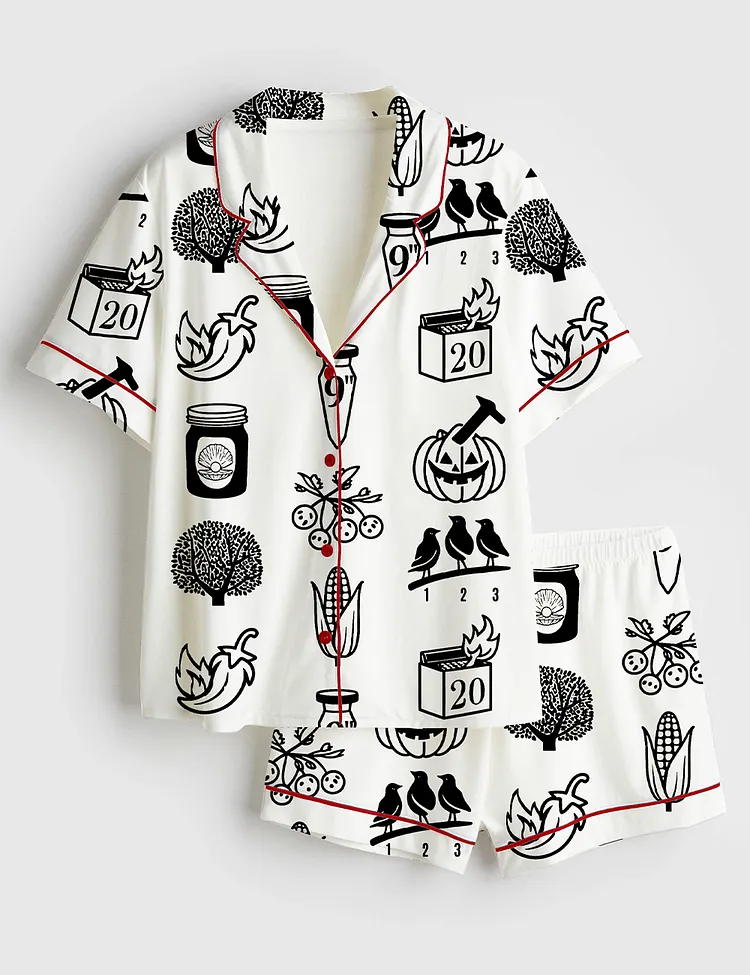 Women&rsquo;s 90s Rock Icons Grunge Style Retro Music Rock Band Print Short Sleeve Satin Pajama Set