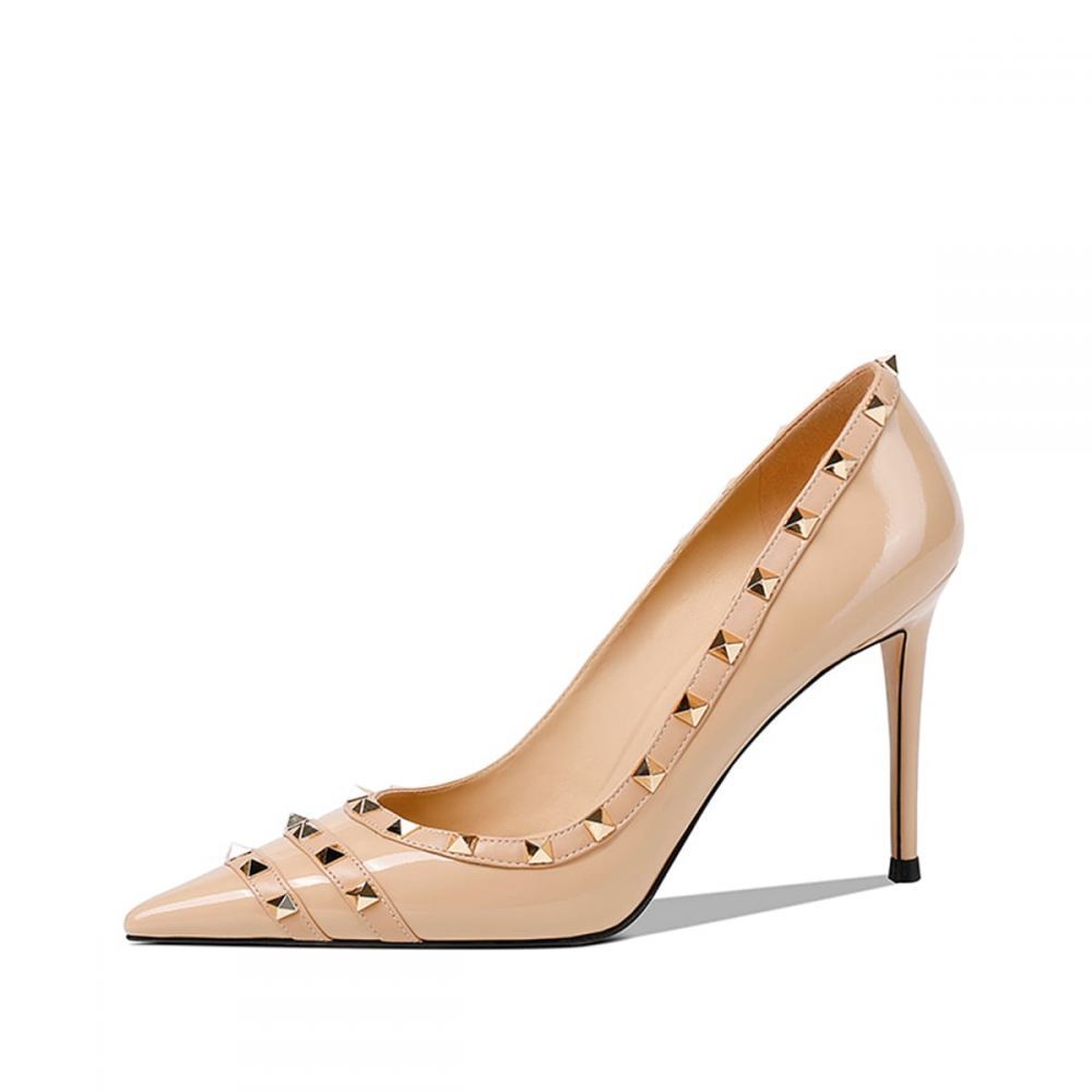 Nude Heels Studded Heels Pump Heels Women's Designer Heels