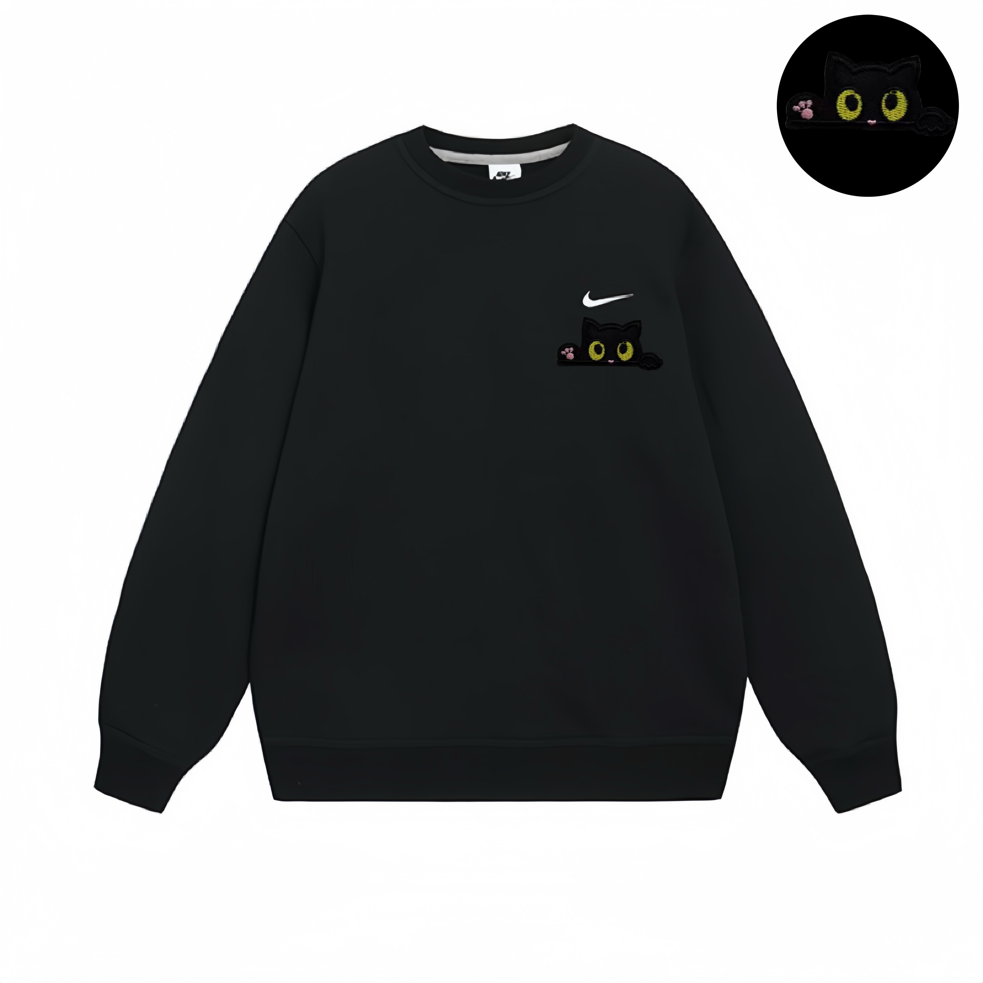 Nike Fleece Lined Thermal Pullover Long Sleeved Sweatshirt Unisex Black
