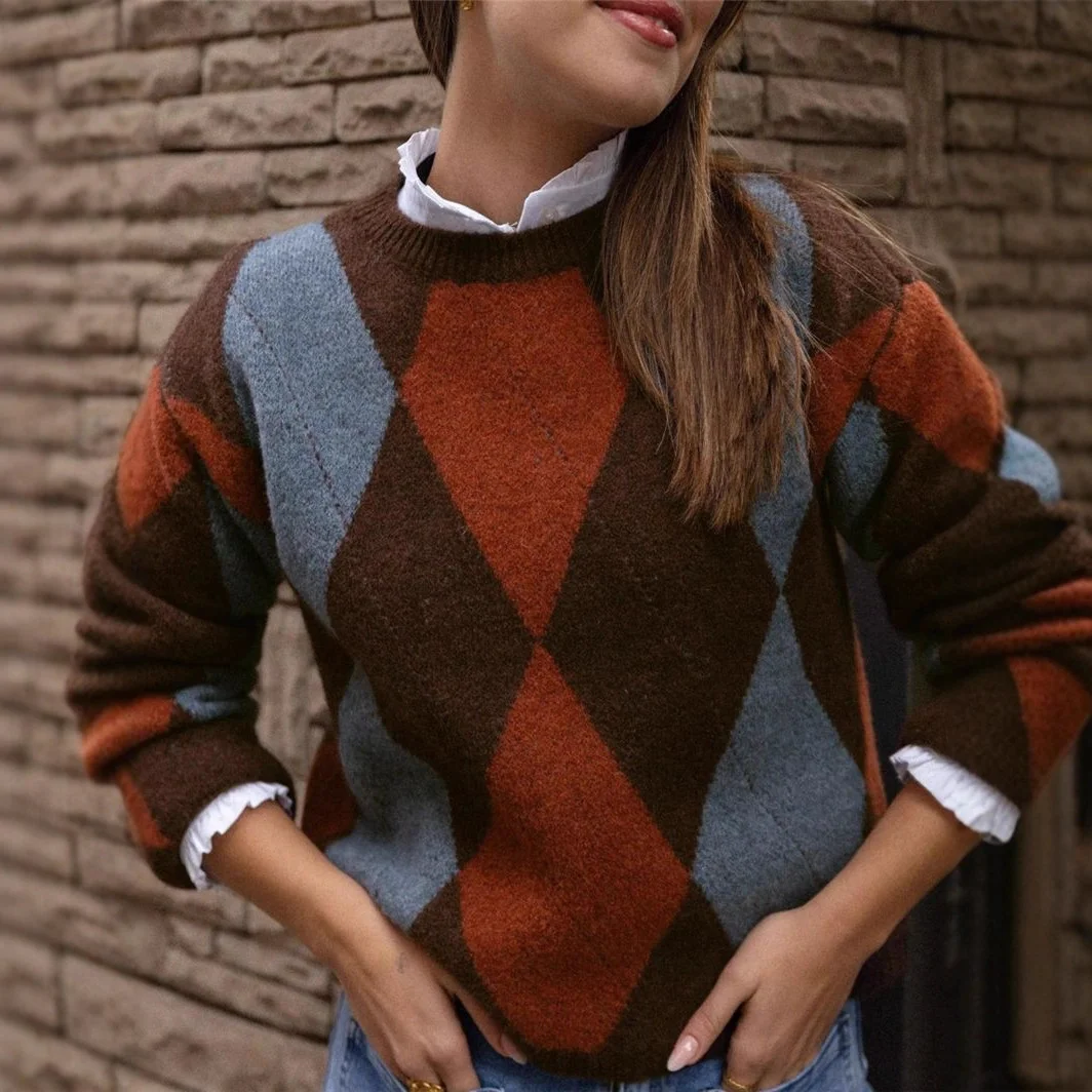 Athvotar Athvotar And Winter New Loose Simple Round Collar Knitted Knitted Christmas Sweater