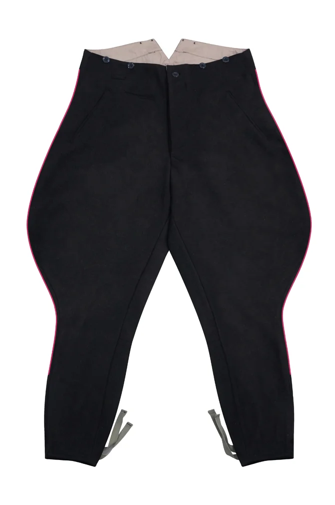   German Fire Police Officer Black Wool Breeches With Pipe German-Uniform