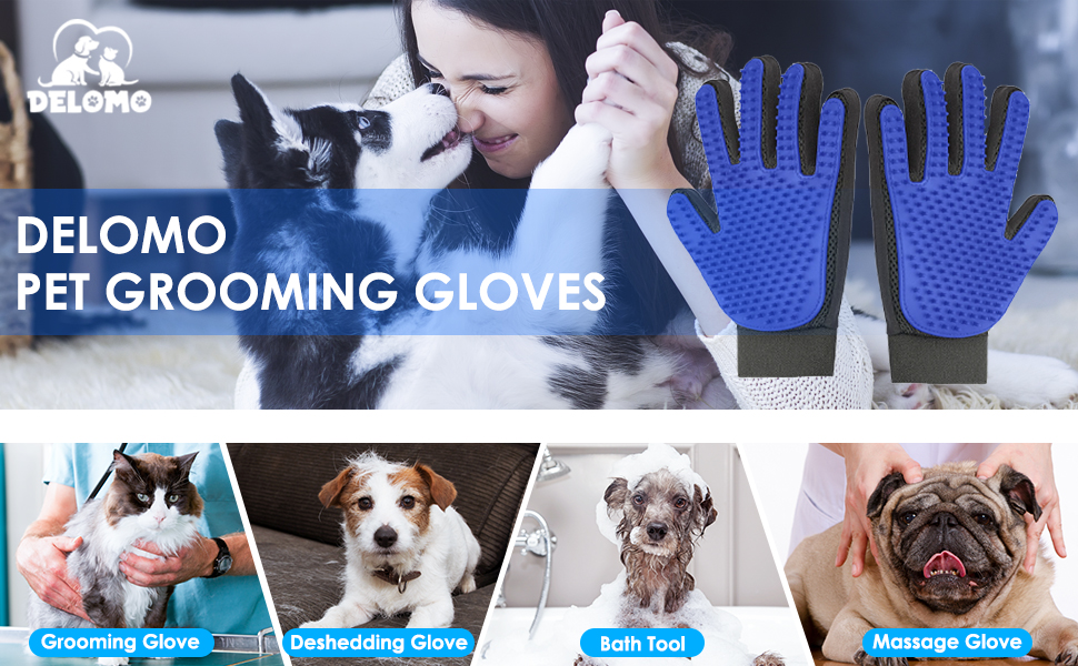 DELOMO Pet Grooming Gloves