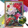 Bead Embroidery - Partial Printed 9CT Peony Cross Stitch Kit(71x50 CM)