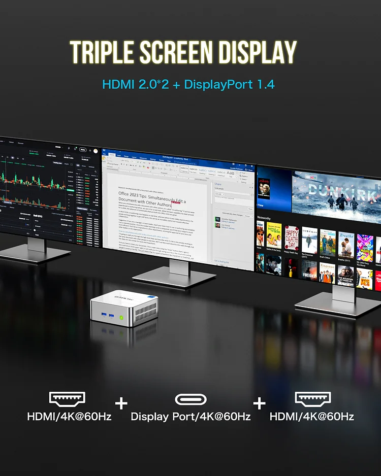 NucBox 3 Mini PC--Windows 11 Home OS + 4K 60Hz DP Port