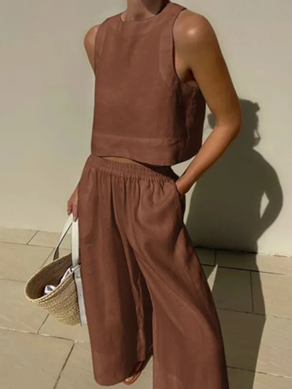 Fashion Crossover Vest & Pants Two-piece Set