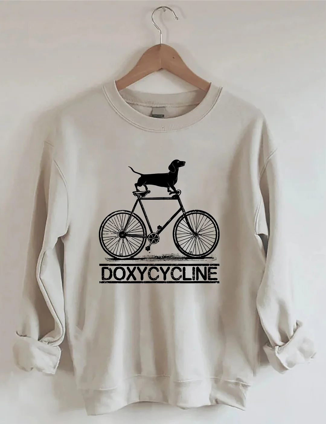 Doxycycline Dachshund On Bicycle Pharmacists Sweatshirt