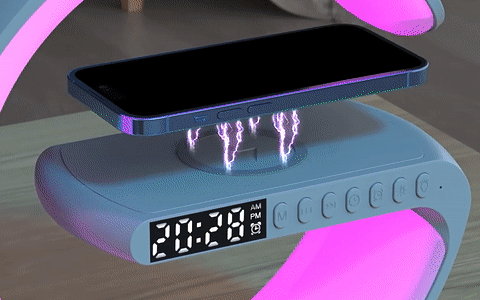 Multifunctional Bluetooth Speaker-colorful Atmosphere Light Wireless Charging And Clock All-in-one Machine