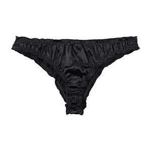 Men Solid Satin Ruffle Panties Sexy Thongs