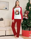 Family Christmas Parent Child Cartoon Plaid Print Long Sleeve Pajamas