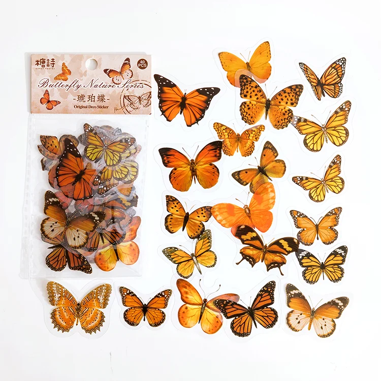 Journalsay Butterfly PET Stickers - Oranges