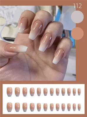 Nails Art Fake Nail Tips Press on Tipsy with Glue Coffin Stick Designs Clear Display Set Full Cover Artificial Short kiss square-Nail Inspo