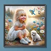 Diamond Painting-DIY Full Round Drill Girl And Dog