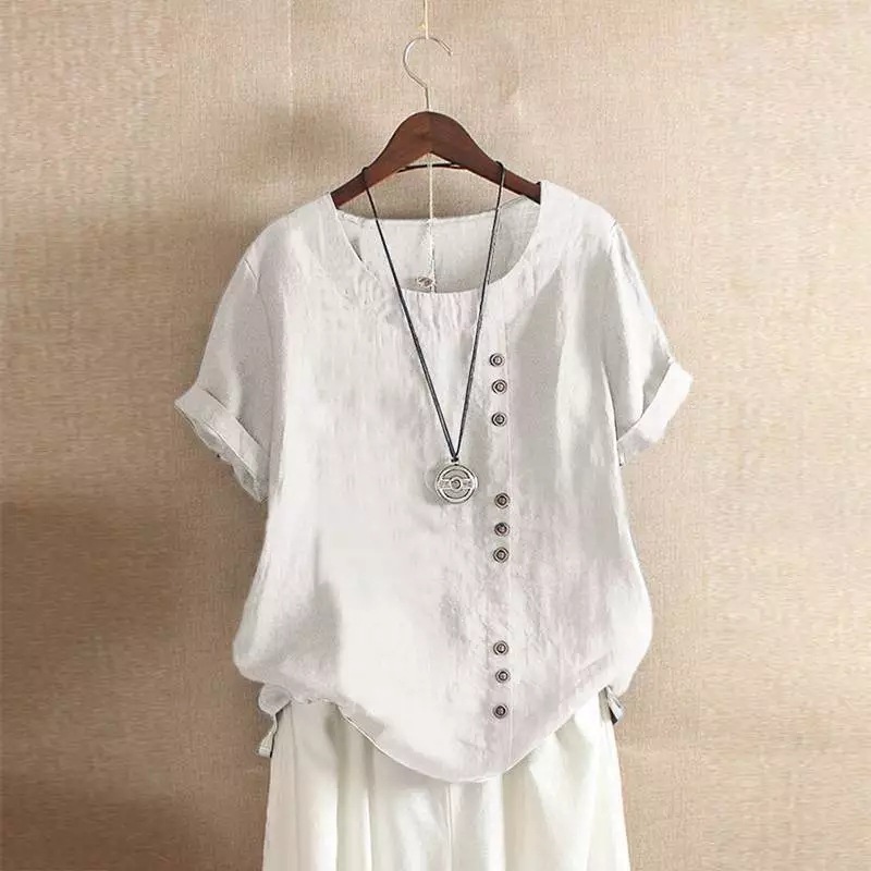 Camicia Svasata Linen Top - Beige main image 1