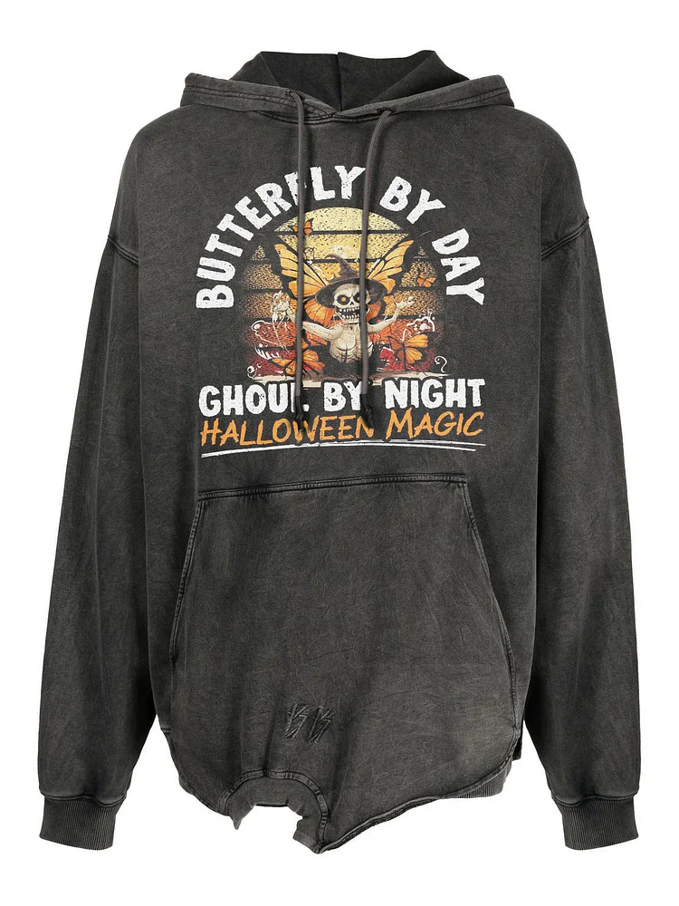Men's Halloween Butterfly By Day Ghoul By Night Print Hoodie