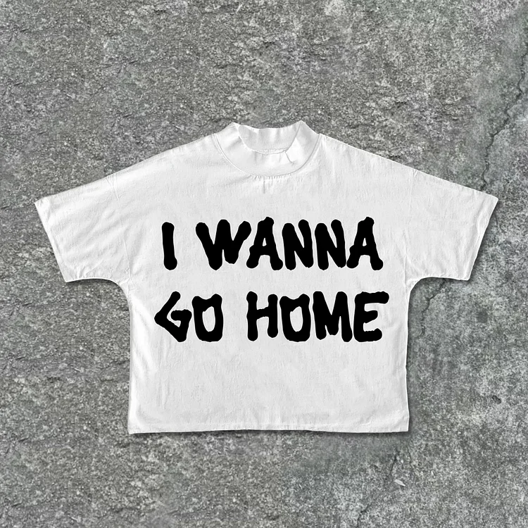 Moonsfashionss I Want Go Home 100 Cotton Cropped T-shirts