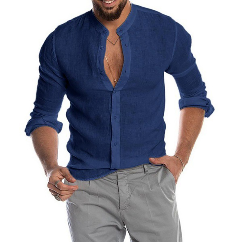 Cool royal blue long-sleeved summer shirt.