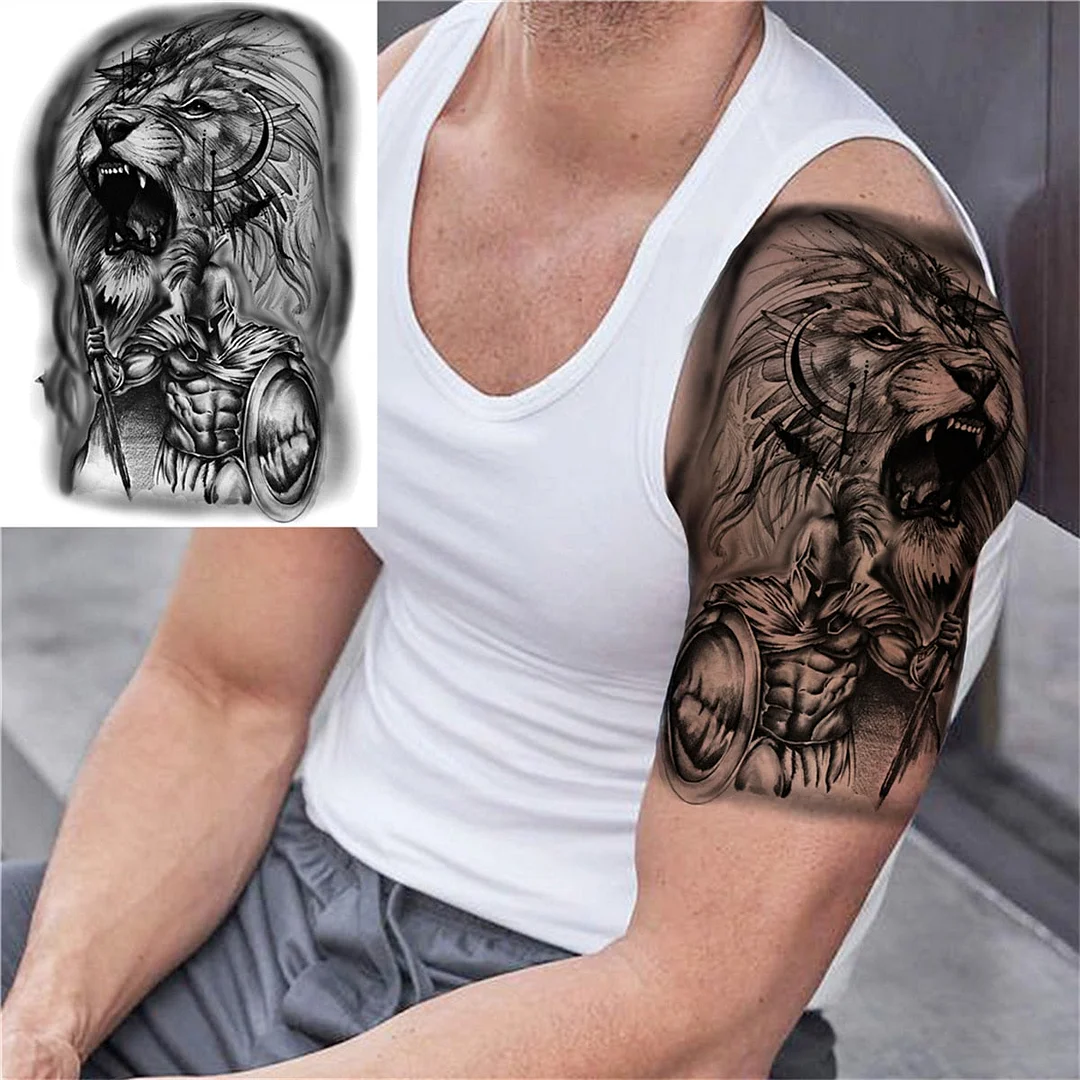 Flower Skull Temporary Tattoos For Women Men Adults Evil Skeleton Tattoo Sticker Fake Lavender Big Rose Black Tatoos Body Thigh