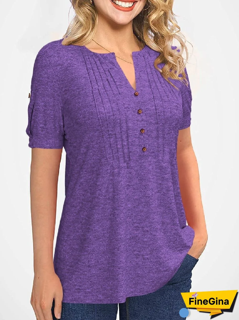 Casual Crew Neck Solid Short Sleeve T-shirt