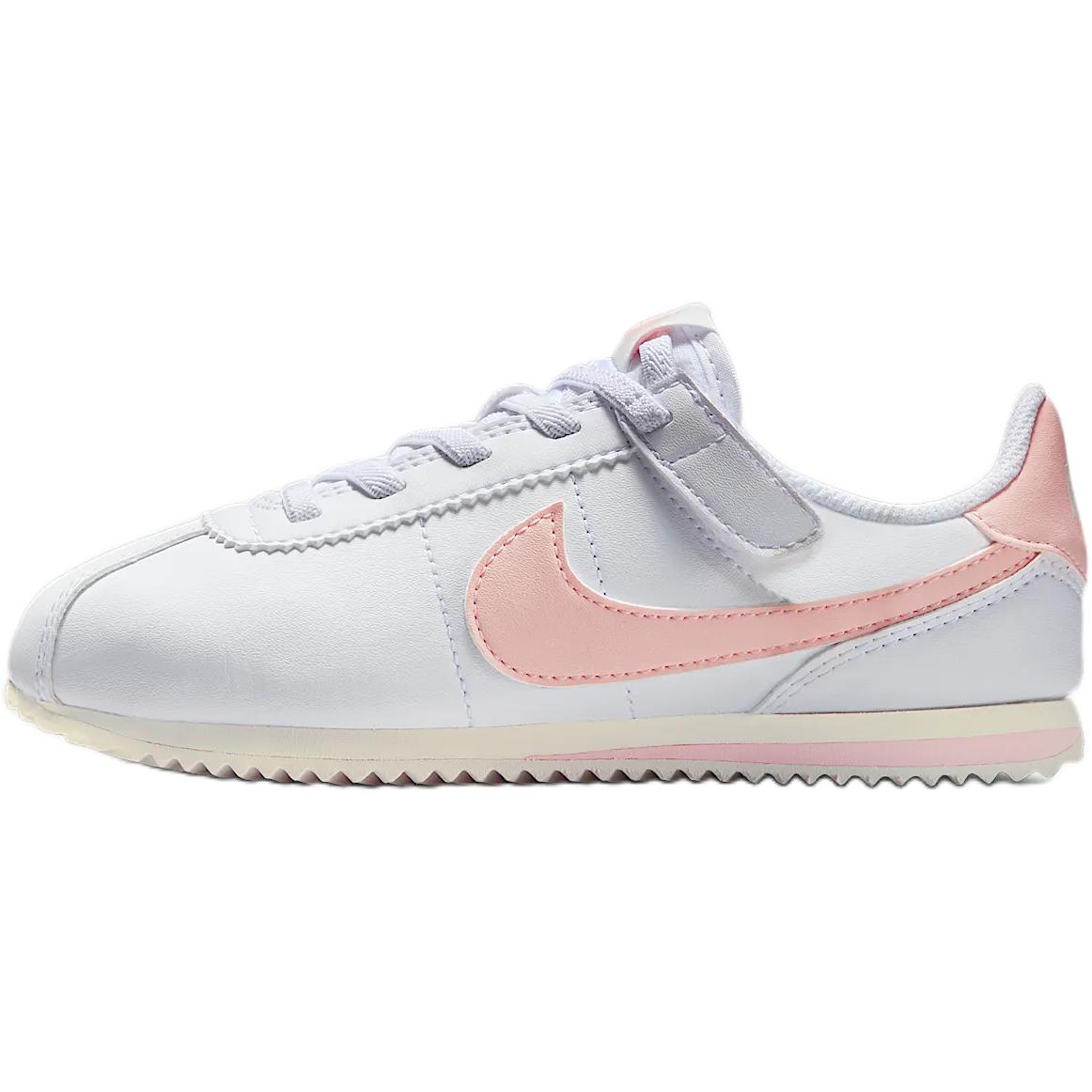 Nike Cortez EasyOn Anti Slip Wear Resistant Low Top Kids Lifestyle Shoes White/Echo Pink Children Aged 3 7 Years Old